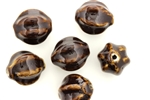 Chocolate Brown Earth Tone Porcelain Beads / 21MM Fluted Round