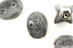 Grey Earth Tone Porcelain Beads / Squared Oval
