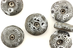 Grey Earth Tone Porcelain Beads / Medium Coin
