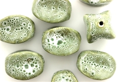 Sage Green Earth Tone Porcelain Beads / Squared Oval