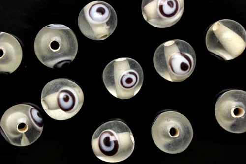 Bead, Evil Eye, Glass, Round, 10MM, Crystal