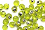 Bead, Evil Eye, Glass, Round, 8MM, Light Green