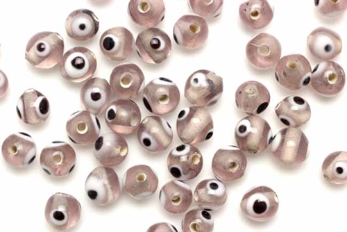 Bead, Evil Eye, Glass, Round, 6MM, Lilac