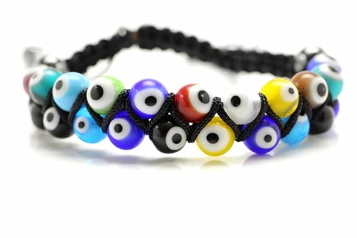 Evil Eye Bead, Shambala Bracelet, 8MM Round, Hematite, Mixed Color