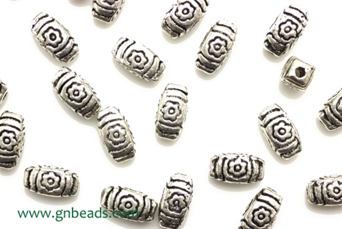 "Pewter" Beads / 9MM Puffed Rectangle,Antique Silver