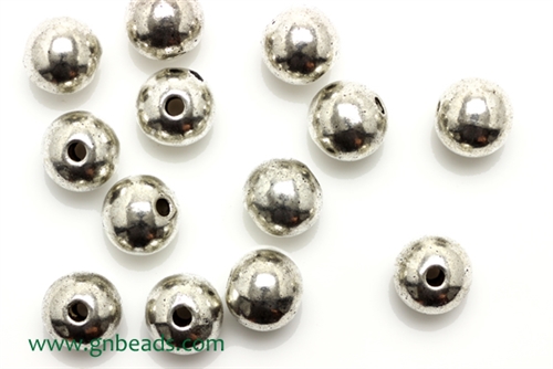 "Pewter Beads" / 8MM Round,Antique Silver