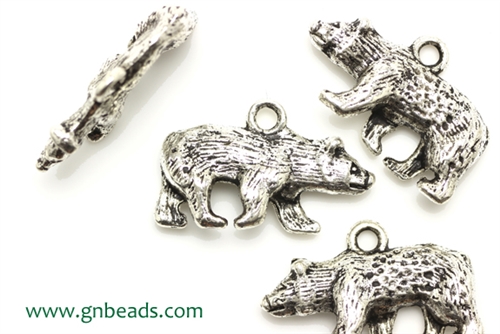 "Pewter" Charm / 25MM Bear,Antique Silver