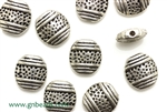 "Pewter" Beads  / 12MM Flat Oval,Antique Silver