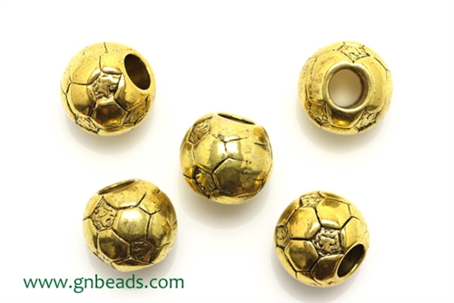 "Pewter" Beads / 10MM Round,Antique Gold