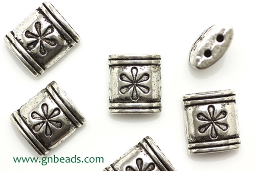 "Pewter Beads" / 13MM,2 Hole Spacer,Antique Silver