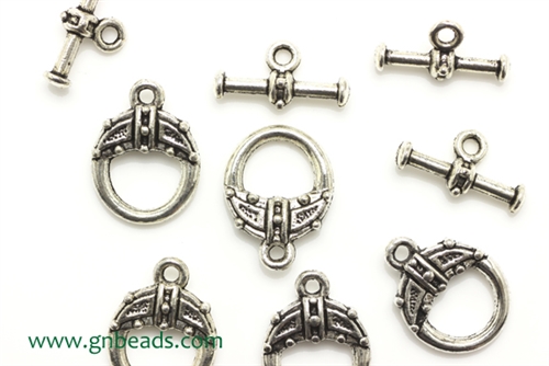 "Pewter" Clasp / 15MM Toggle,Antique Silver