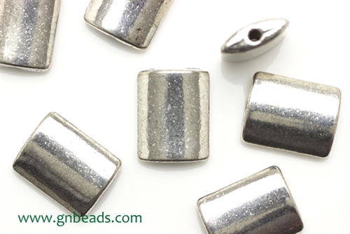 "Pewter" Beads / 15MM Flat Rectangle,Antique Silver