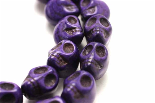 Gemstone Bead, "Turquoise", Magnesite, Skull, Purple, 18MM