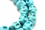 Gemstone Bead, "Turquoise", Magnesite, Skull, Light Blue, 18MM
