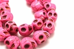 Gemstone Bead, "Turquoise" Magnesite, Skull, Pink, 15MM