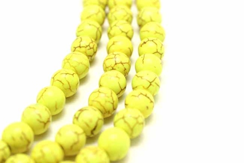 Gemstone Bead, "Turquoise", Magnesite, Round, Yellow, 10MM