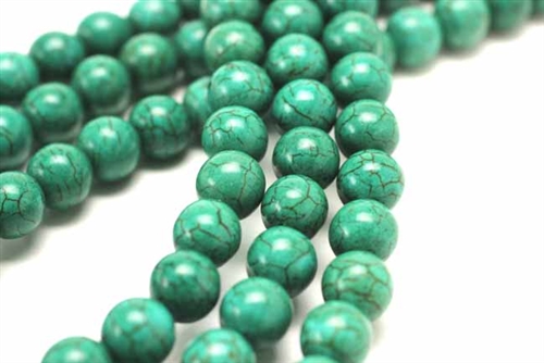 Gemstone Bead, "Turquoise", Magnesite, Round, Turquoise Green, 10MM