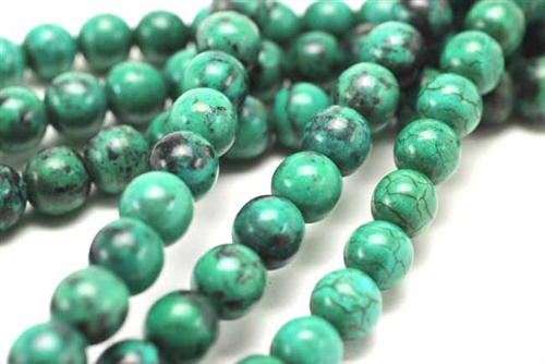 Gemstone Bead, "Turquoise", Magnesite, Round, Dark Turquoise Green, 10MM