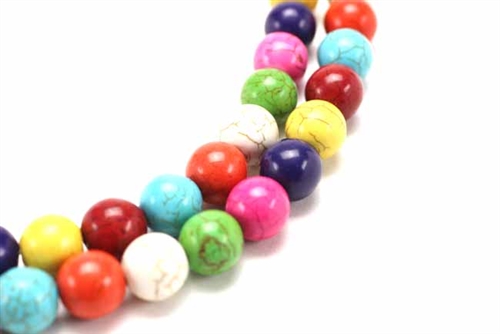 Gemstone Bead, "Turquoise", Magnesite, Round, Mixed Color, 12MM
