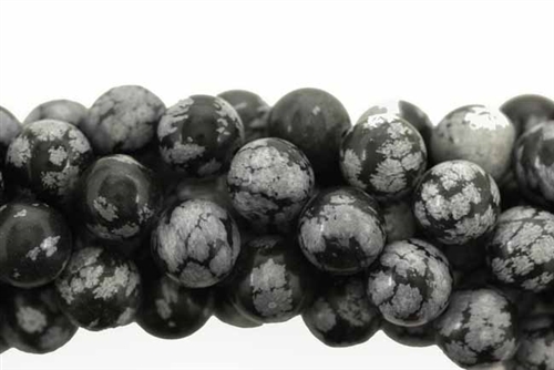 Gemstone Bead, Snowflake Obsidian, Round, 10MM