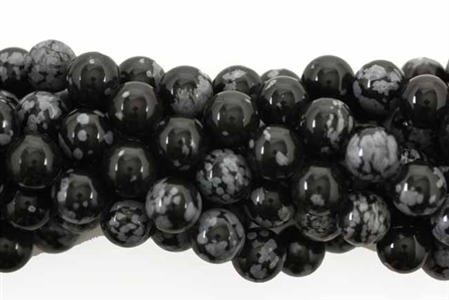 Gemstone Bead, Snowflake Obsidian, Round, 8MM