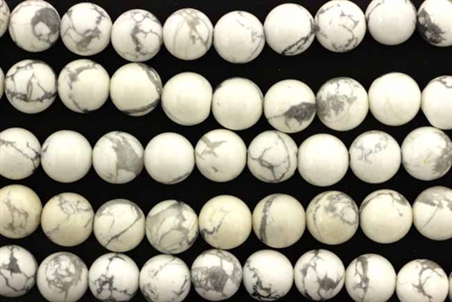 Gemstone Bead, Howlite, White, Round, 8MM