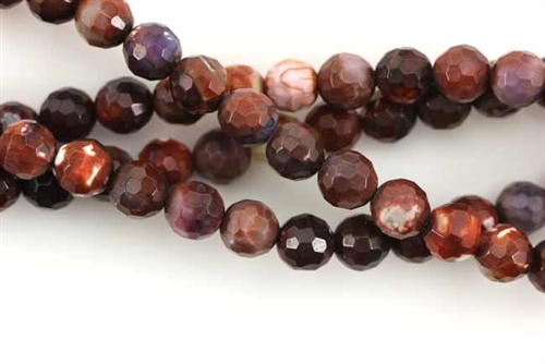 Gemstone Bead, Fire Agate, Dark Red, Faceted, Round, 6MM