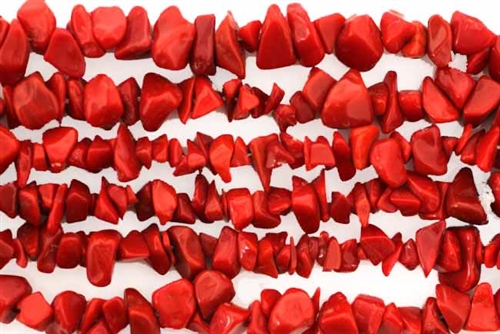 Gemstone Bead, Coral, 6MM, Chips
