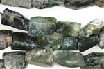 Gemstone Bead, Moss Agate, Rough Cut Rectangle, 18MM