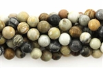 Gemstone Bead, Light Silver Leaf Jasper, Round, 8MM