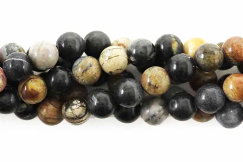 Gemstone Bead, Picasso Jasper, Round, 8MM