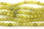 Gemstone Bead, "Jade", Light Olive, Round, 6MM