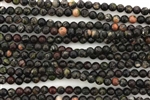 Gemstone Bead, Black Serpentine, Round, 4MM