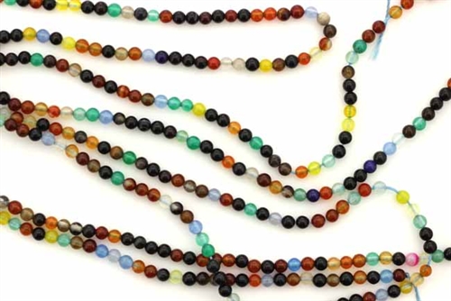 Gemstone Bead, Agate, Mix, Round, 3MM