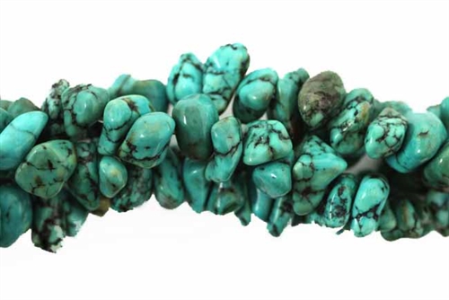 Gemstone Bead, Howlite, Turquoise Blue, 11MM, Large Chips