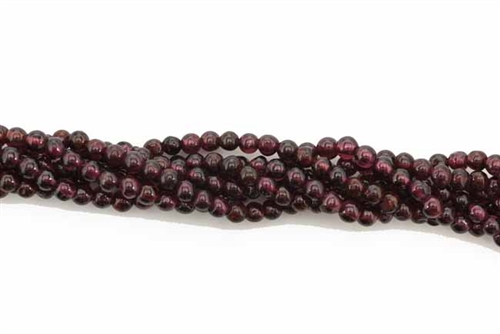 Gemstone Bead, Garnet, Round, Hand Cut, 4MM