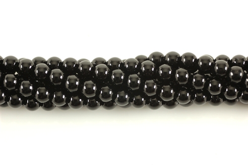 Gemstone Bead, Black Agate, Round, 4MM