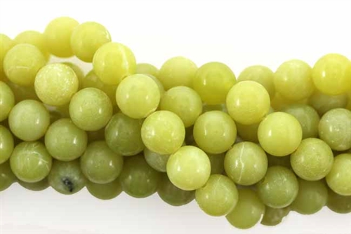 Gemstone Bead, "Jade", Light Olive, Round, 8MM