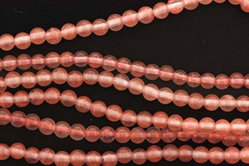 Gemstone Bead, Cherry "Quartz", Round, 4MM