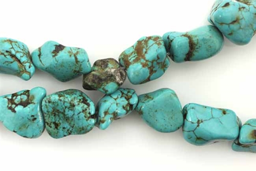 Gemstone Bead, Howlite, Nugget, Turquoise Blue, 16MM