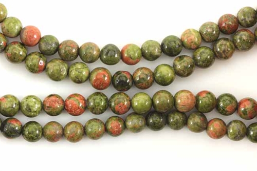 Gemstone Bead, Unakite, Round, 6MM