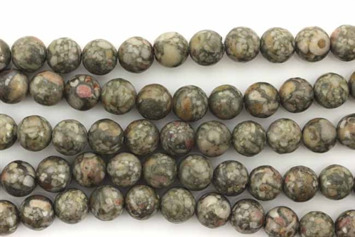 Bead, Gemstone, Gray Leopard Skin Jasper, Round, 8MM