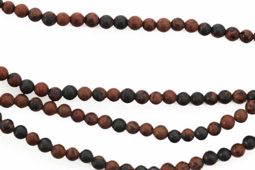 Gemstone Bead, Mahogany Obsidian, Matte Finish, Round, 4MM