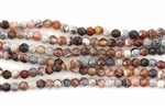 Gemstone Bead, Fire Agate, Red, Faceted, Round, 4MM