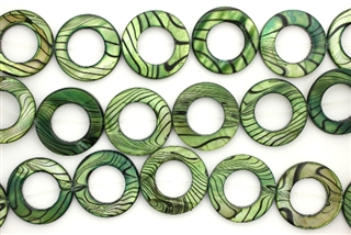 Mother Of Pearl / Green 20MM Flat Donut