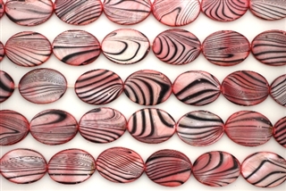 Mother Of Pearl / Pale Orange Pink 18MM Flat Oval
