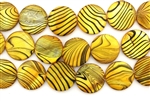 Mother Of Pearl / Dark Yellow 20MM Flat Round