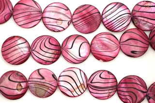 Mother Of Pearl / Raspberry 20MM Flat Round