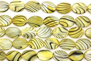Mother Of Pearl / Yellow 18MM Flat Oval