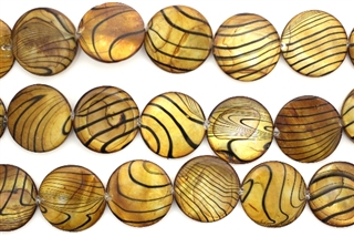 Mother Of Pearl / Brown 20MM Flat Round